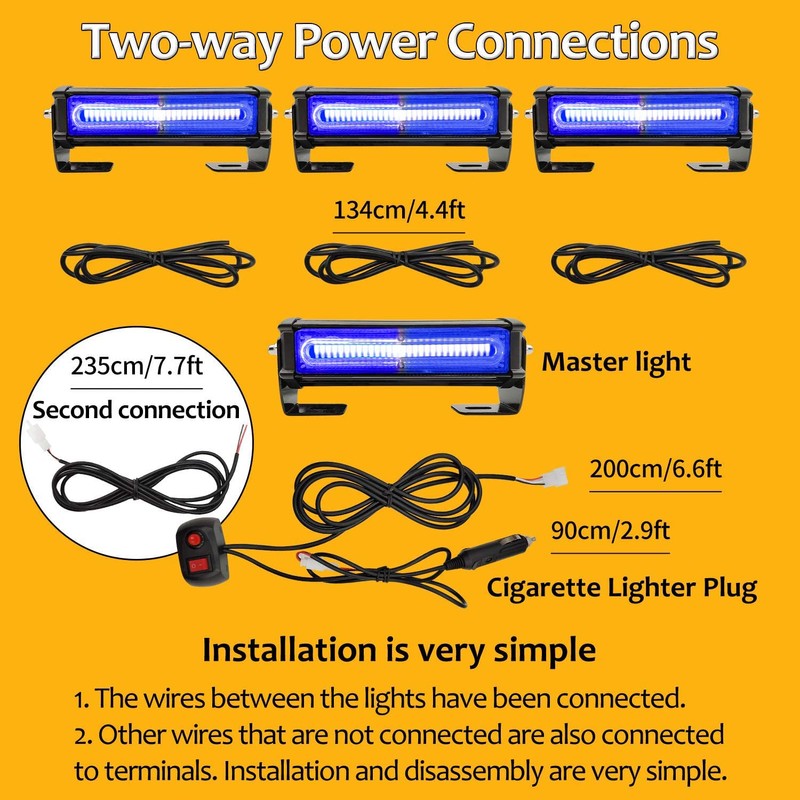 EASE2U E Emergency Strobe Lights for Vehicle, 4 in 1