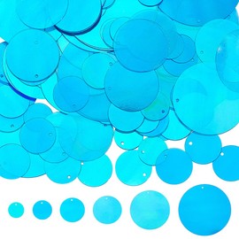 SUNNYCLUE 120G 6 Sizes Blue Loose Sequins Flat Sequin Paillettes Bulk Plastic PVC Round Iridescent Applique Art Shiny Glitters Hole Loose Decor Sequin for Sewing Craft DIY Embroidery Ornament Supplies