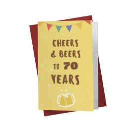 Funny 70th Birthday Card – Funny 70 Years Old Anniversary Card – Happy 70th Birthday Card – Beer 70th Birthday Card – With A Red Envelope