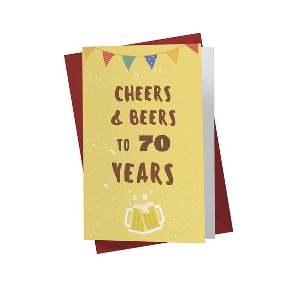 Funny 70th Birthday Card – Funny 70 Years Old Anniversary Card – Happy 70th Birthday Card – Beer 70th Birthday Card – With A Red Envelope