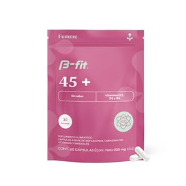 B-FIT B 45+ Suplemento Para Menopausia Con Isoflavonas - 60 Cápsulas - Coenzima Q10 - Vitaminas K2, D3 Y B6 - Sin Sabor - Vitaminas para Mujeres