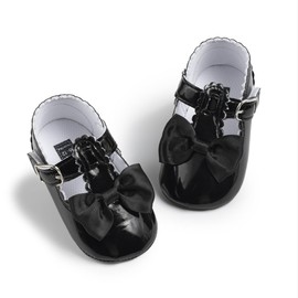 Meckior - Zapatos de bebé con suela suave para bebés y niñas, A/Black, 12-18 Months Toddler
