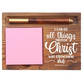 I Can Do All Things Sticky Note Holder, Christian Desk Organizer for Religious Social Worker Therapist Counselor Educators Gift for Office Self-Stick Note Pad Holders EDP105