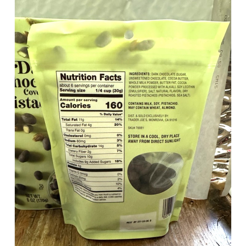Trader Joe's 2 Pack Trader Joe’s Dark Chocolate Covered Pistachios