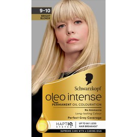 Schwarzkopf Oleo Intense Permanent Oil Colour Hair Dye, 100% Grey Coverage, Conditioner with HaptIQ System, Long-Lasting Colour, Ammonia Free Hair Dye - 9-10 Bright Blonde