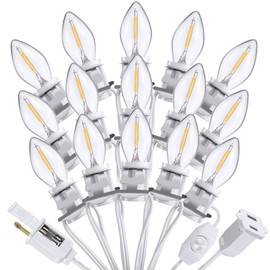 Meonum Christmas Village House Accessories Cord Light Bulbs, C7 Christmas Blow Mode Light Kit with Switch Compatible with Dept 56 Christmas Holiday Craft Projects Decorations Decor (15 LED)