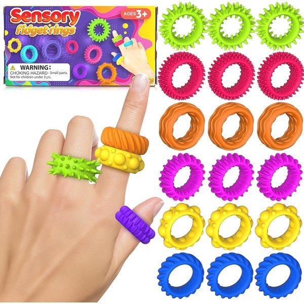 Fidget Sensory Rings for Autism, SMALL FISH 18 Pack Fidget