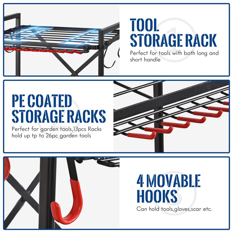 Mythinglogic Garden Tool Organizer for Garage, Yard Tool Rack with