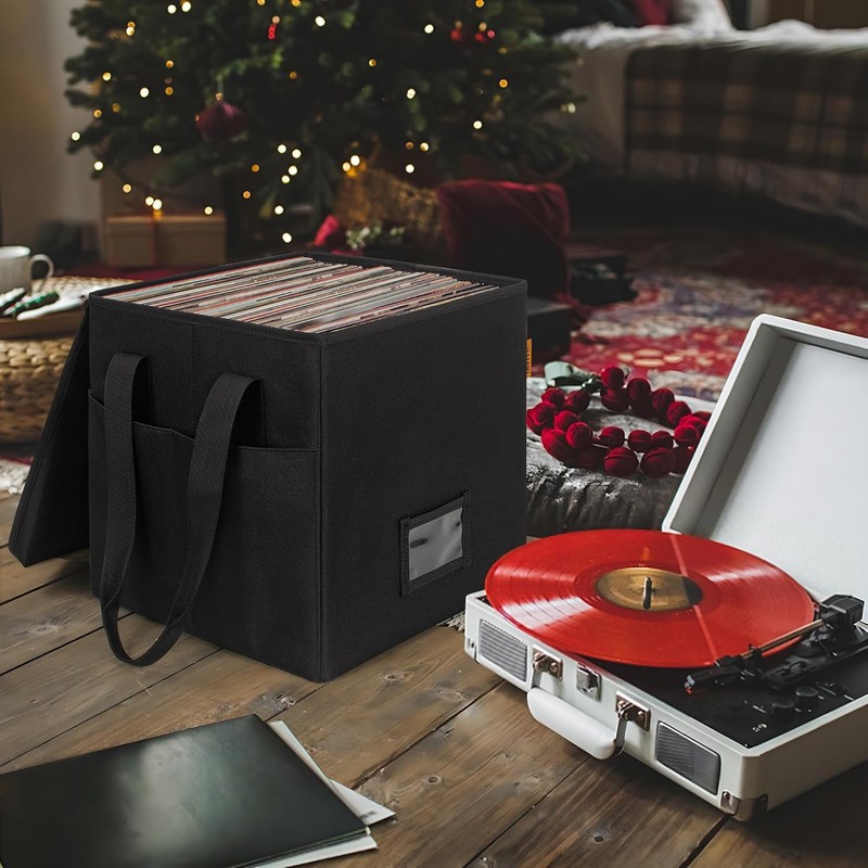 BQKOZFIN Record Case, Vinyl Record Storage Box, L43 x Width