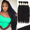 Human Braiding Hair for Boho Braids 160g 5 Bundles/Pack 16 Inch Curly Boho Hair for Braiding Knotless 12A Deep Wave Bulk Bohemian Natural Black
