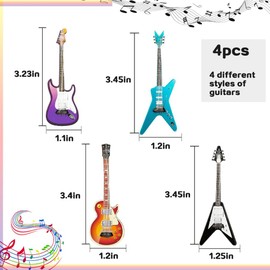 YDDXAQHB 4pcs Miniature Guitar Dollhouse Guitar Party Hanging Swirls Decorations for Music Room Display， House Accessories， Mini Musical Instrument Home Decoration