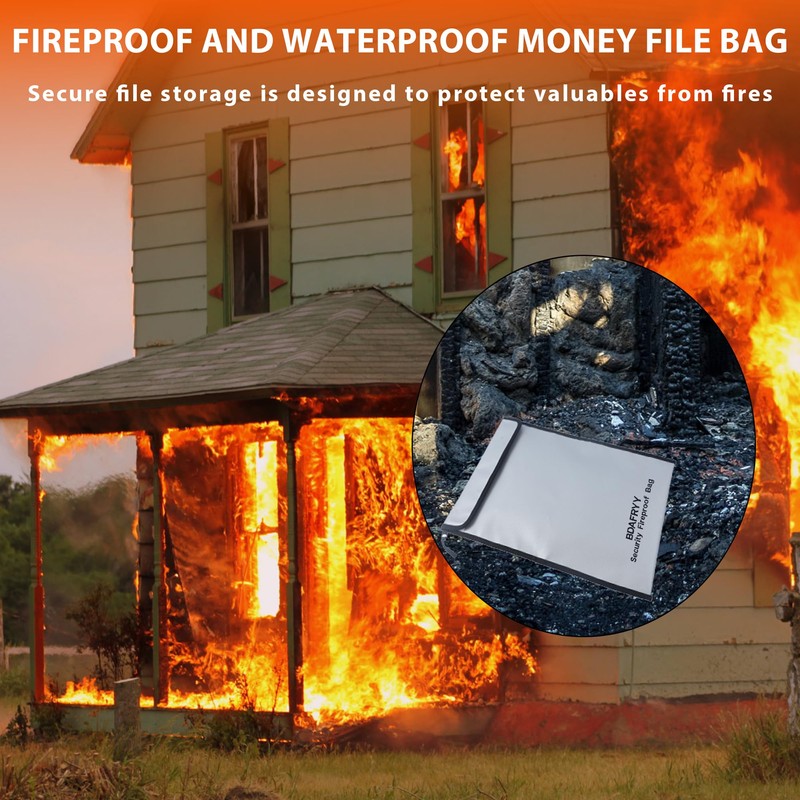 3 Pcs Fireproof Waterproof Money Important Document Bag(2000℉),Fire Proof Bag