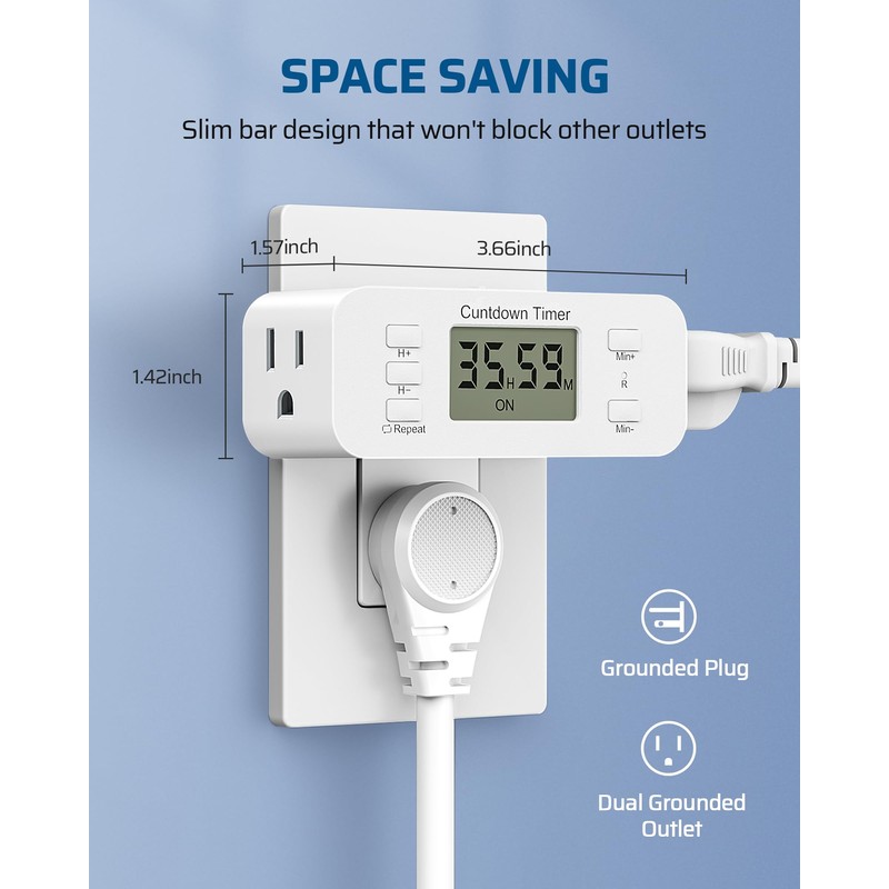 DEWENWILS 7 Day Heavy Duty Timers for Electrical Outlets, Dual