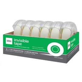 Office Depot® Brand Invisible Office Tape, 3/4" x 900", Clear, Pack of 6