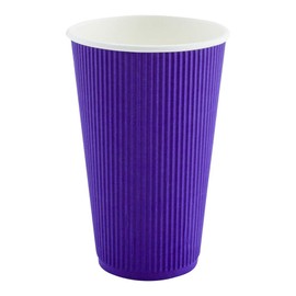 Restaurantware 20 Ounce Ripple Insulated Coffee Cups 250 Double Wall Corrugated Coffee Cups - Matching Lids Sold Separately Secure Grip Royal Purple Paper Ribbed Coffee Cups Sustainable