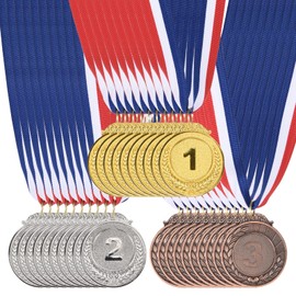 PATIKIL 30 Pieces Gold Silver Bronze Award Medals, 2-Inch Award Medals 1st 2nd 3rd Prizes with Ribbon for Team Games Sports Competitions