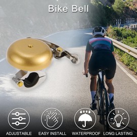 TUCKBOLD Mountain Bike Road Bike Bicycle Trigger Bell 100DB Retro Crisp Ringing Loud Sound Horn Adjustable Cycling Handlebar Bell Gold Tone for Adults Children