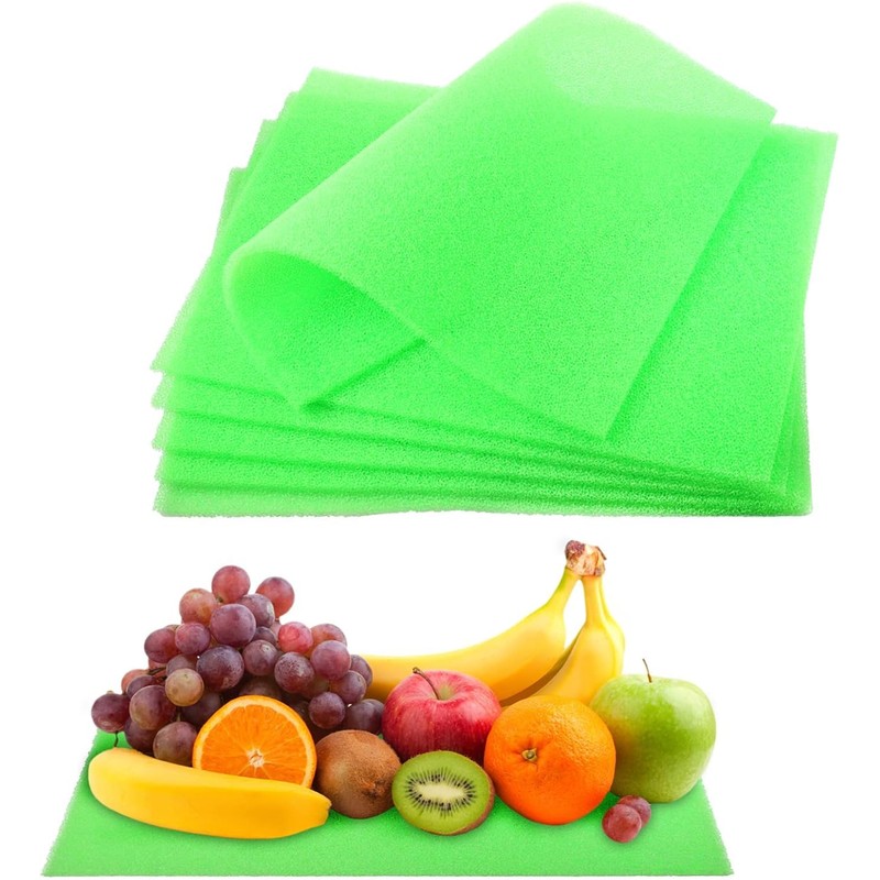 Zodazoqa 6Pcs Breathable Refrigerator Liners, Washable Reusable, Green