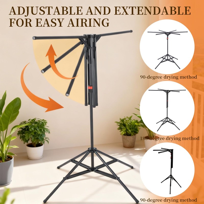 4-Leg Clothes Drying Rack with 6 Adjustable Poles for Indoor/Outdoorr,Clothing