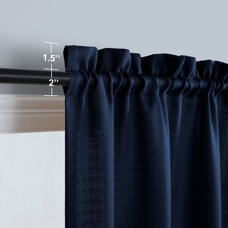 Bathroom Window Curtain,Short Curtains for Bedroom Kitchen Small Windows,Navy Blue,24