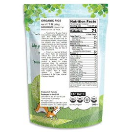 Organic Turkish Smyrna Figs, 1 Pound – Non-GMO, Sun-Dried, Unsulfured, No Added Sugar, Kosher, Vegan, Bulk. Soft Chewy Texture. Dried Fruit Snack. Rich in Fiber. Great for Granola, Yogurt, Smoothies.