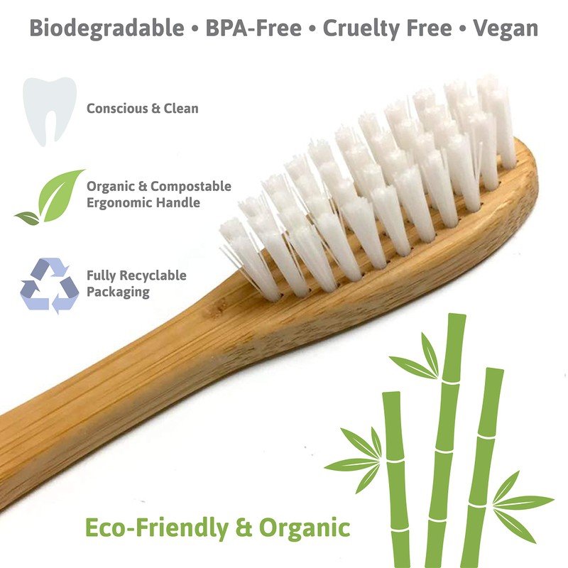 Eco-Friendly Natural Bamboo Toothbrush - Organic, BPA Free and Durable