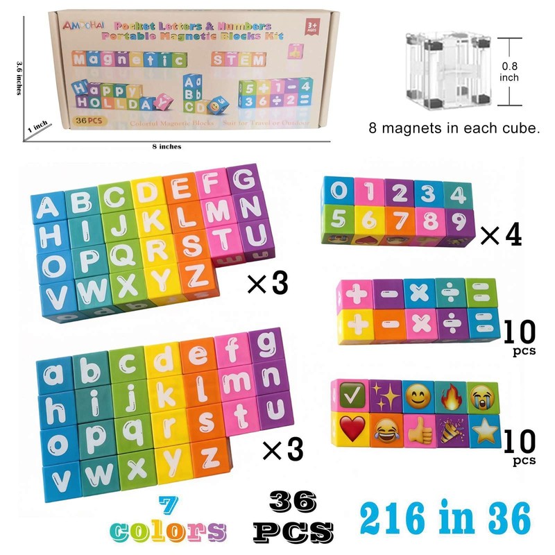 Magnetic Letters & Numbers Blocks ABC Travel Toys Spelling Game