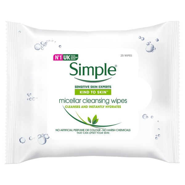 Simple Kind to Skin Micellar Cleansing Wipes 25s Pack of 3 (75 Wipes)