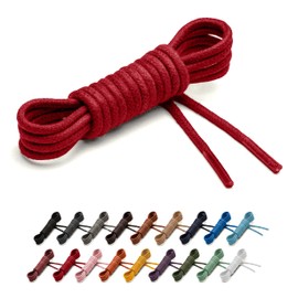 Benchmark Basics Cherry Red 36" Round Waxed Cotton Shoelaces | 2mm (5/64”) Width (36 Inches, Cherry Red)