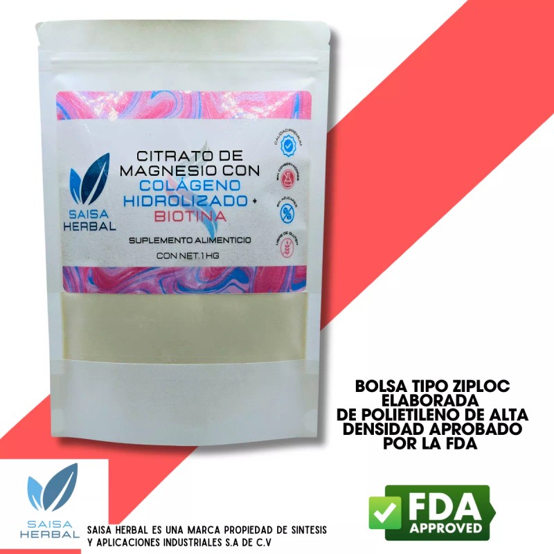 Saisa Herbal Citrato De Magnesio Colágeno Hidrolizado Biotina En Polvo
