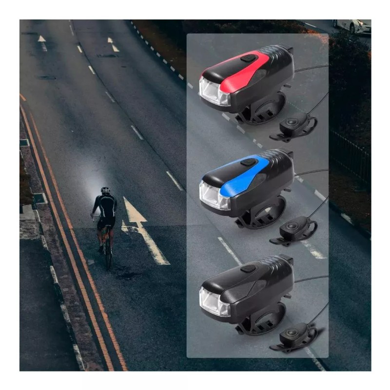 SPEAKER BIKE Lampara Claxon 140db Bicicleta Recargable 250lm 1200mah