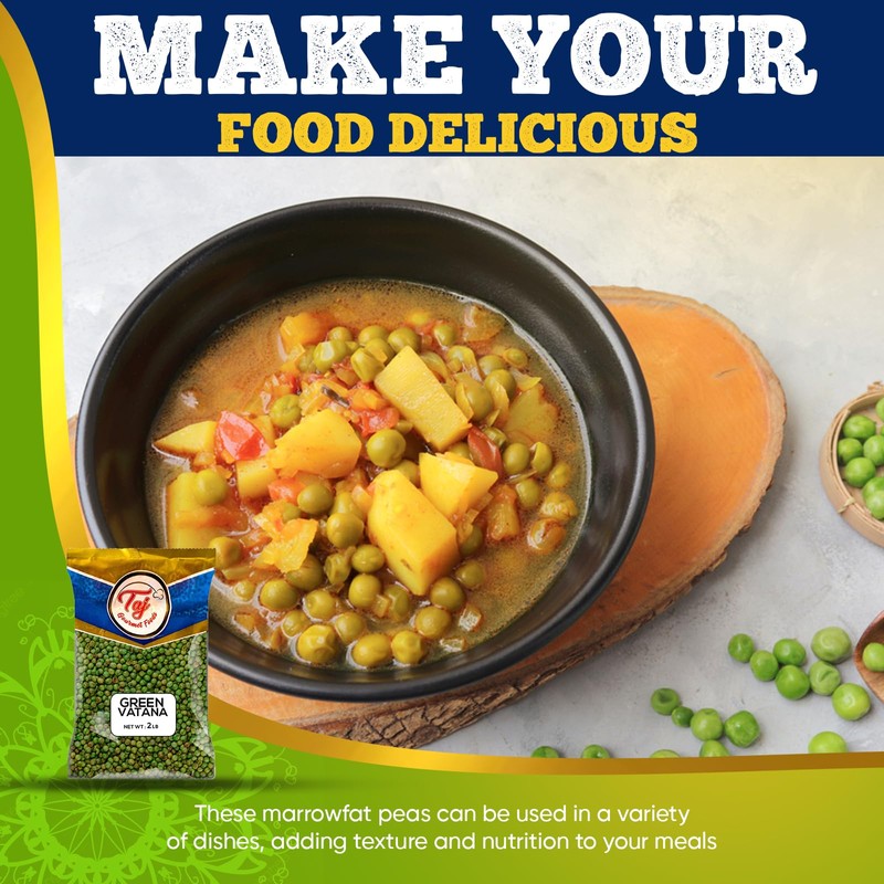 TAJ Green Peas Whole, 4-Pounds, Dried Whole Vatana Matar, Marrowfat