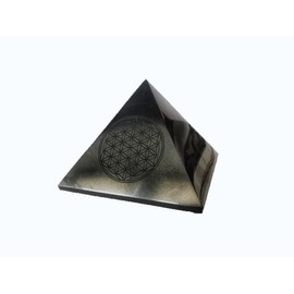 KASHU Shungite directly from Karelia: pyramid 10 cm flower of life polished