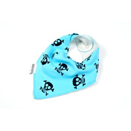 Baby Moo's 2 x AWARD WINNING Skull & Crossbones Baby Dribble Bibs | Alternative Pirate Punk Baby Bandana Bib [PACK of 2 Boys Girls] Goth Baby Shower, New Baby Unisex or Twin Gifts (Blue)
