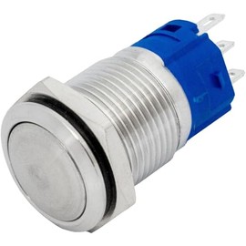 Lumonic Stainless Steel Push Button Flat 16 mm Diameter Button I Dimensions: 2.8 x 0.5 mm Pins 250 V 3 A I Vandal Proof According to the IP65 Standard