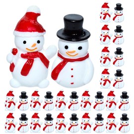 SEWACC Christmas Decoration 40 Pieces Mini Snowman Figures Miniature Snowman Ornaments Christmas Mini Snowman Figures Made of Resin for DIY Decoration and Crafts Christmas Decoration