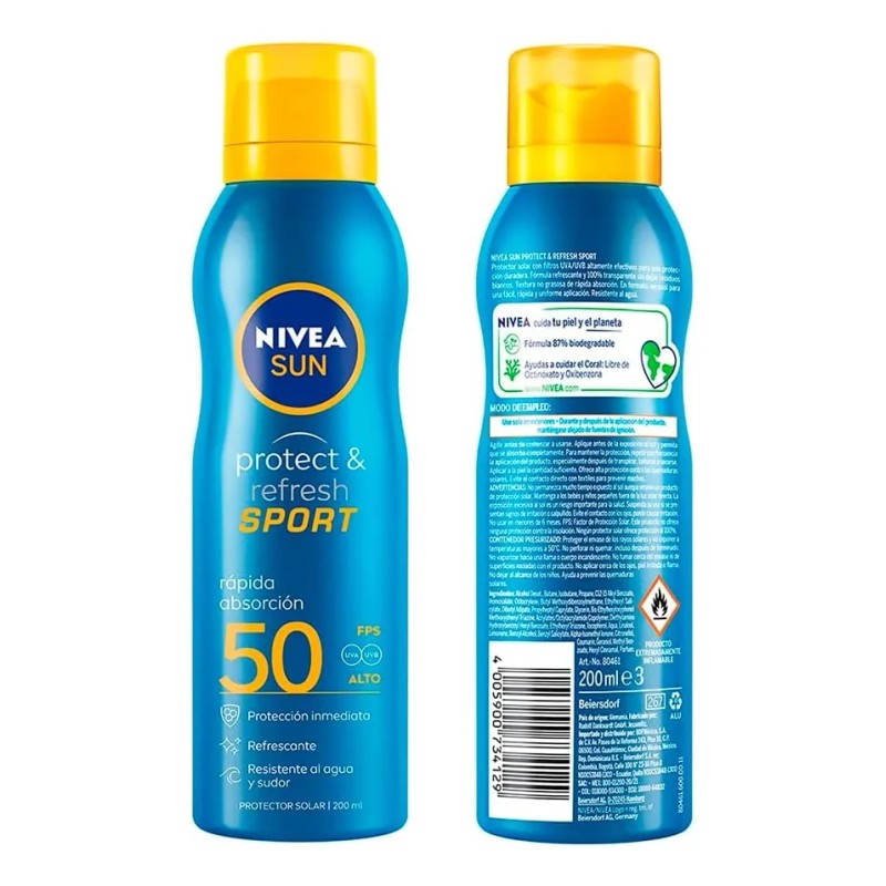 Protector Solar Nivea Sun Protect & Refresh Sport 3 Pzas