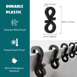 BYSMAH Gutter Hooks for Outdoor Lights, 50Pcs,Black Plastic Light S Gutter Clips for Hanging Outdoor Christmas String Icicle Fairy Lights