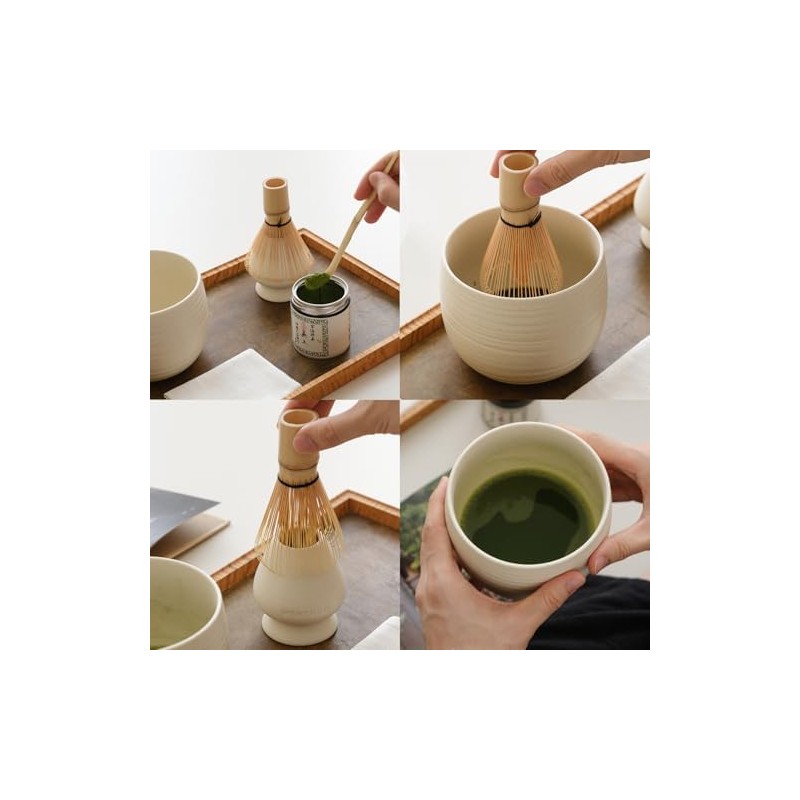 WENSHUO Conjunto de té Matcha Set de 3 piezas Crme