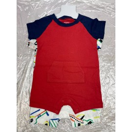 Carter's New Carters Baby Boys 12 Months Snap On Romper White W/ Vehicles Red 2 Pack AM33