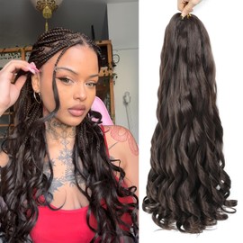 French Curl Braiding Hair 30 Inch Curly Braiding Hair 8 Packs Pre Stretched Bouncy Loose Wave French Curls Crochet for Black Women (4#, 30 inch (pack of 8))
