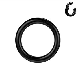BodyAce Black Hinged Segment Clicker PA Rings, 2G 4G 6G 8G 10G 12G Large Spring Action BCR Rings, Surgical Steel Septum Nose Rings Ear Gauges Earrings Hoops [8G(3mm),Hoops:14mm]
