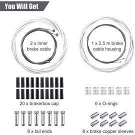 Universal Bicycle Transmission Line Bicycle Shift Derailleur Cable and Brake Cable Kit for Bicycle Mountain Road Bike Repair (White)