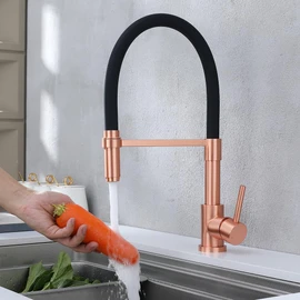 Pirooso Copper Kitchen Faucet, Kitchen Sink Faucet with Pull Down Spray, Solid Brass Kitchen Faucet Red Copper and Black