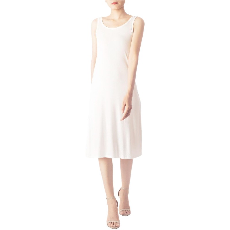 iB-iP Women's Modal Knee-Length Comfortable Straight Underdress, White