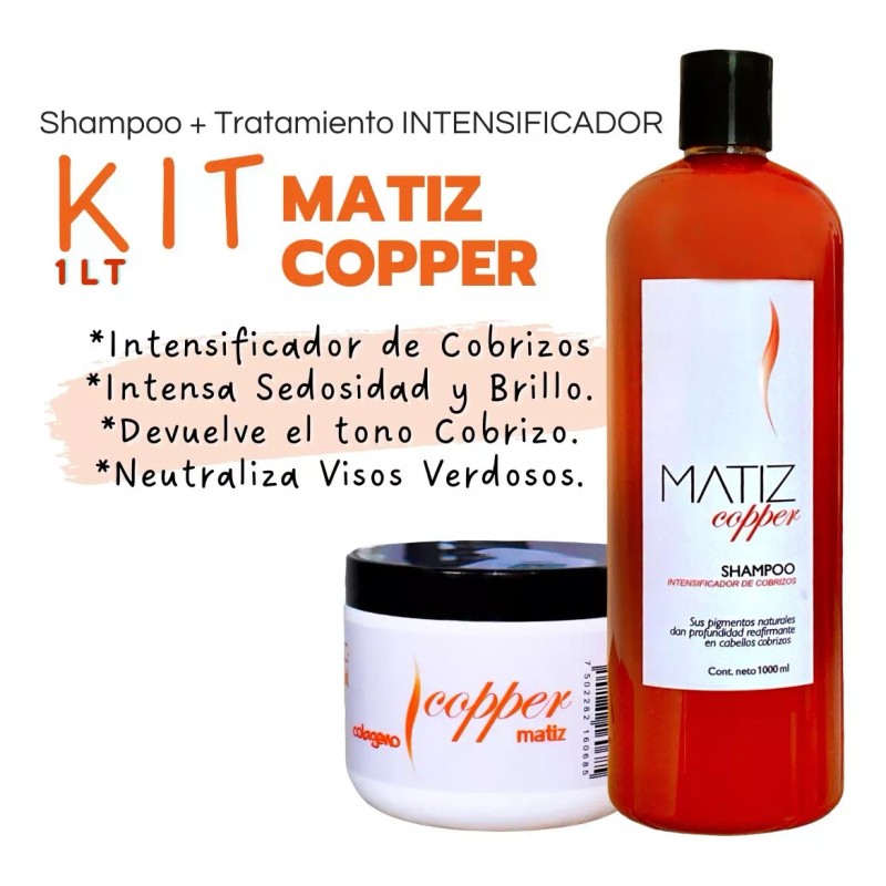 Edengi Kit Shampoo 1lt Copper + Tratamiento Intensificador Copper