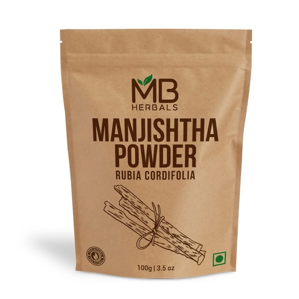 MB Herbals Manjishtha Powder 100g | Rubia cordifolia Root Powder | Indian Madder Root Powder