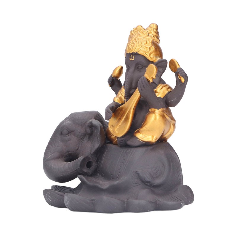 Backflow Incense Burner Pipa Elephant Purple Sands Gold Drawing Portable