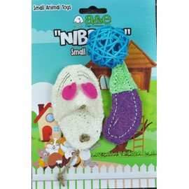 AE Cage Company Nibbles Eggplant and Assorted Loofah Chew Toys - 3/Pack (6 Packs)