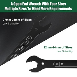 TIWINTUL 4-in-1 Super-Thin Open End Wrench Set, 5-Piece, 20 Sizes, Metric, 6, 7, 8, 9, 10, 11, 12, 13, 14, 15, 16, 17, 18, 19, 20, 22, 23, 24, 27 mm, Ultra-Slim Wrench Set for Thin Nuts, Narrow Spaces